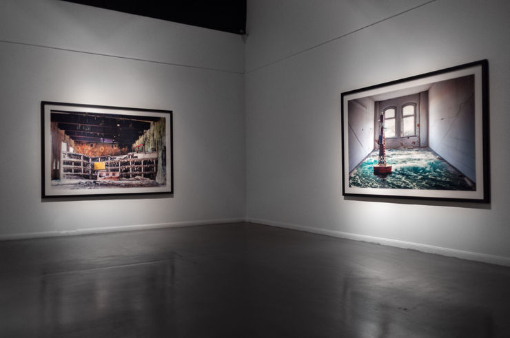 Installation view of 'The Road' exhibition by Tammam Azzam at Alserkal