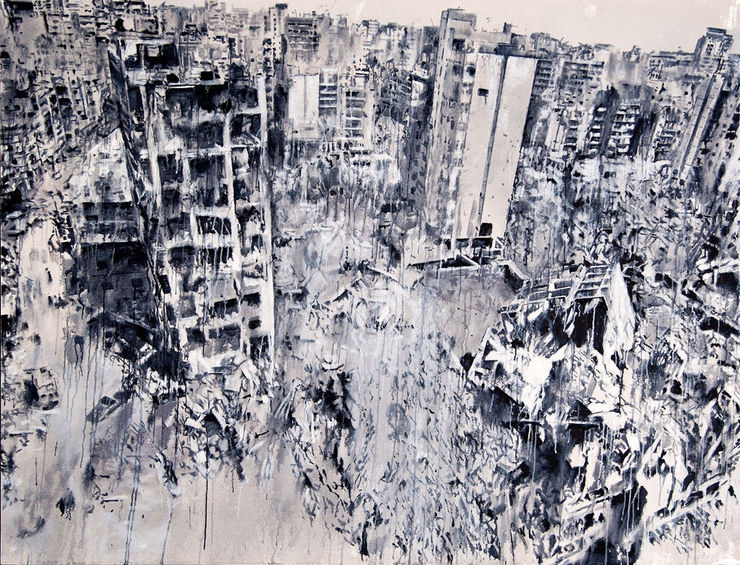 Tammam Azzam, Storeys series, 2015, Acrylic on Canvas, 180 x 235 cm