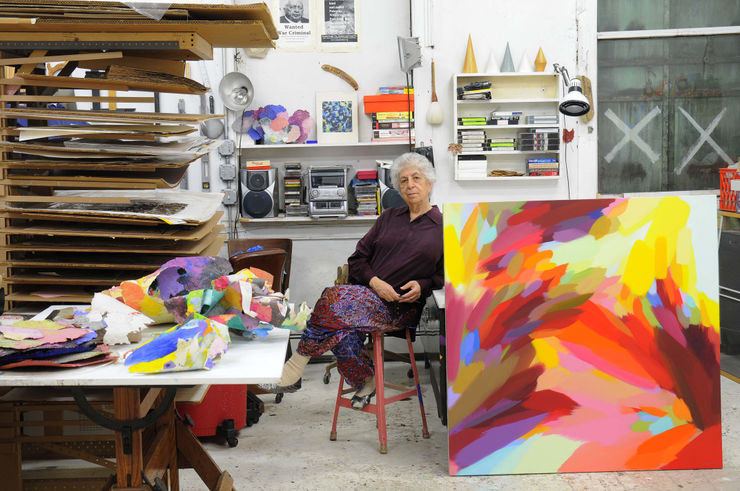 Samia Halaby in her studio