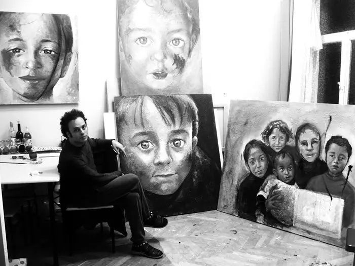 Abdalla Al Omari in his studio