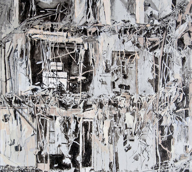 Tammam Azzam, Storeys series, 2015, Acrylic on Canvas, 170 x 190 cm