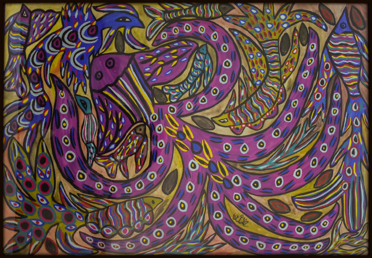 BAYA (Fatma Haddad Mahieddine) Untitled, 1976, gouache on paper, 100x150 cm © Courtesy of the Estate of Baya Mahieddine