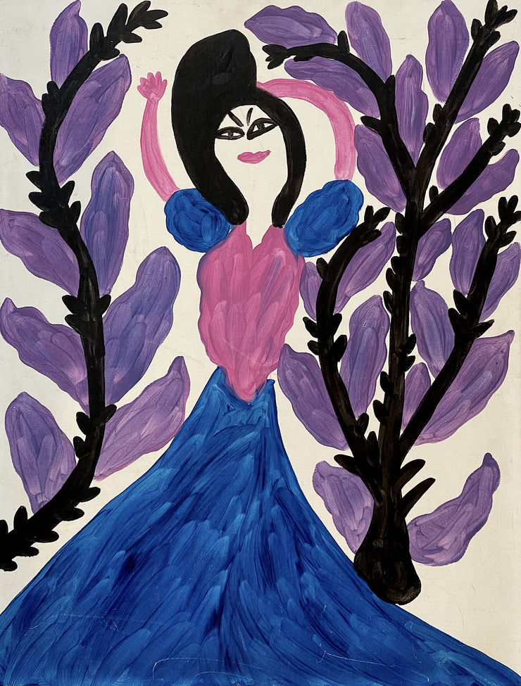 BAYA - Fatma Haddad Mahieddine Untitled, November 1998, gouache canvas mounted cardboard, 50 X 65 cm © Courtesy of the Estate of Baya Mahieddine