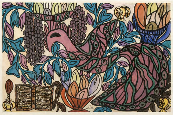 BAYA - Fatma Haddad Mahieddine Untitled, 1967, gouache on paper, 100 × 150 cm © Courtesy of the Estate of Baya Mahieddine