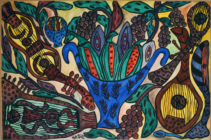 BAYA - Fatma Haddad Mahieddine Untitled, 1993, gouache on paper mounted on canvas, 71x99,5cm © Courtesy of the Estate of Baya Mahieddine