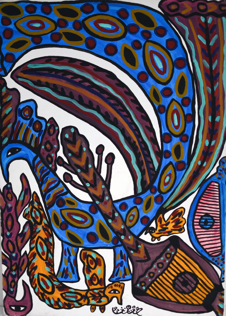 BAYA - Fatma Haddad Mahieddine Untitled, 1993, gouache on paper mounted on canvas, 71x99,5cm © Courtesy of the Estate of Baya Mahieddine