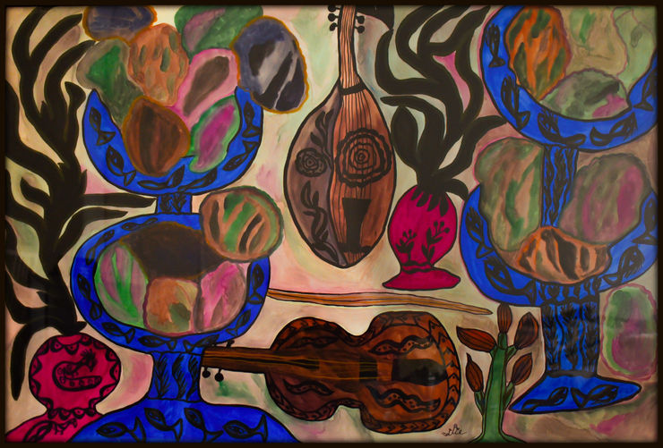 BAYA - Fatma Haddad Mahieddine Untitled, 1966, gouache on paper, 100 × 150 cm © Courtesy of the Estate of Baya Mahieddine