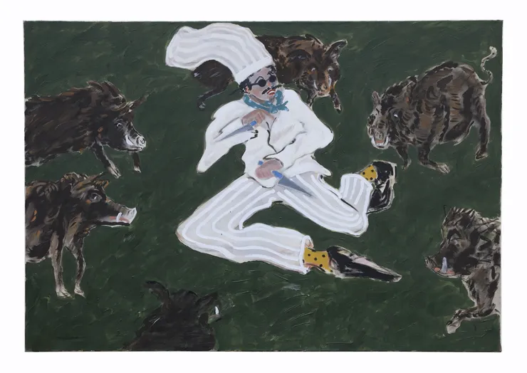 6 to 1, 2025 Oil & acrylic on canvas 49 1/4 x 70 7/8 in. (125 x 180 cm)