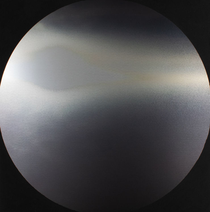 Peter Panyoczki PLANET, 2024 Mixed media & black sand on aluminium 120 x 120 cm