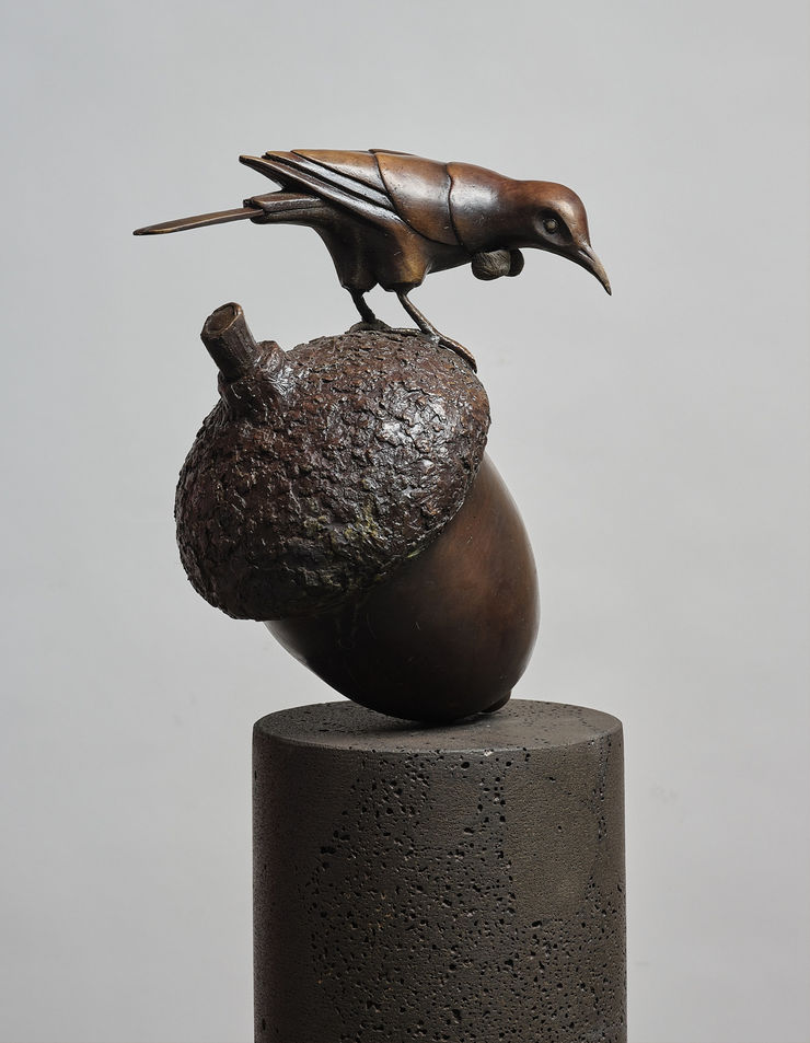 Fiona Garlick Off Balance, 2023 Cast bronze, bluestone 41 x 25 x 35 on 98 cm high plinth