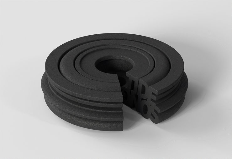Anton Hart Tidesong, 2024 3D printed sand coated black 14.5 cm diameter, 4.5cm high