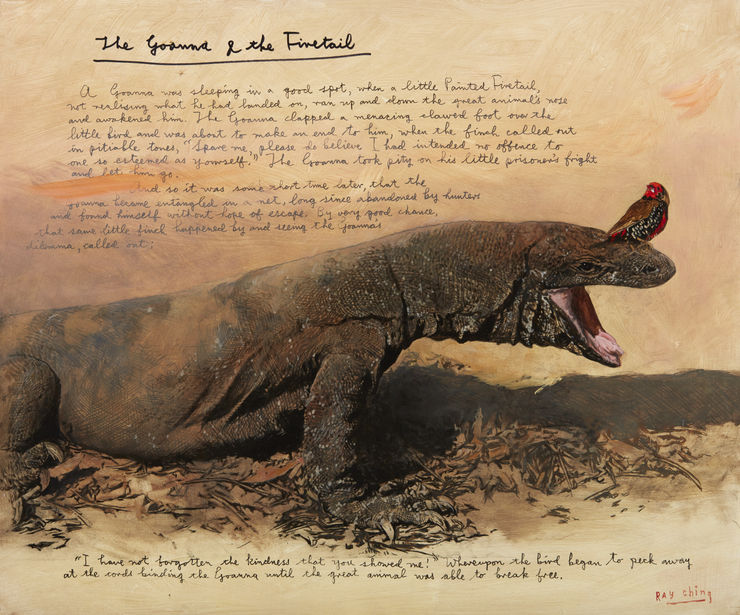 Ray Ching The Goanna & the Firetail p.224-225, 2017 Alkyd/Acrylic on board 51 x 61 x 2 cm