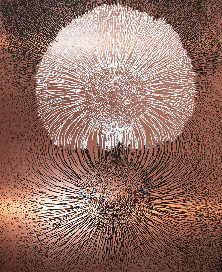 Peter Panyoczki Polarization, 2024 Mixed media on copper 154 x 124 cm