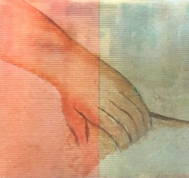 "Hand of Venus III (after Modigliani)" 2026 mixed media painting by Lesley Bodzy.