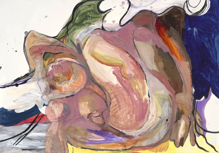 Abstract painting made with gouache and acrylic by Ariane Hafizi.