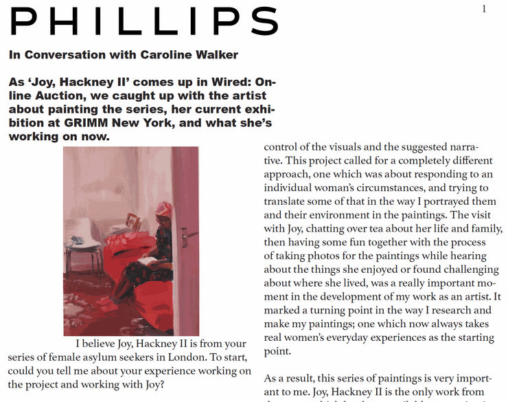 Phillips, In Conversation with Caroline Walker, 2021 Read Here