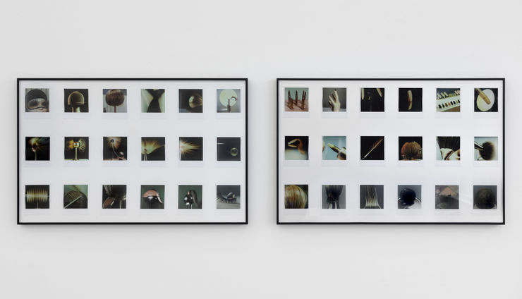 CRAIG MULHOLLAND Cuts Chart, 2025 Polaroids framed (diptych) Edition 1 of 6 47.5 x 74.5 x 2.5cm