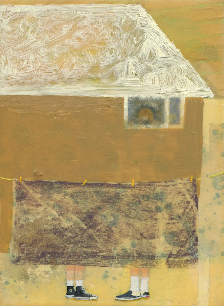 Jack Dunnett Between The Sheets 2025 Huile Et Vernis Sur Panneau 14 X 19 Cm