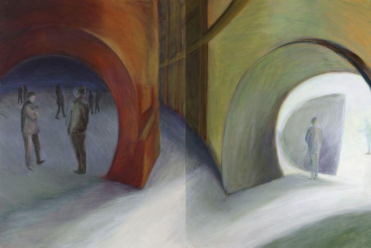 张银亮，气罐，布面丙烯，160 × 120 cm × 2，2024 Anna NganLeong Cheung, Gas Tank, Acrylic on linen, 160 × 120 cm × 2, 2024