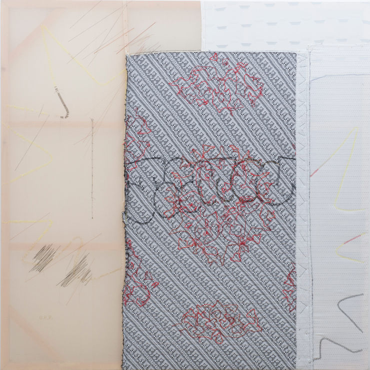 毕蓉蓉，织物一 — 奥斯曼的花瓣，棉布、棉线、化纤布、木框 ，180 × 180 cm，2017 Bi Rongrong，Fabric 1—Ottoman’s Petal, cotton fabric, cotton thread, polyester fabric, wooden frame,180 ×180 cm，2017