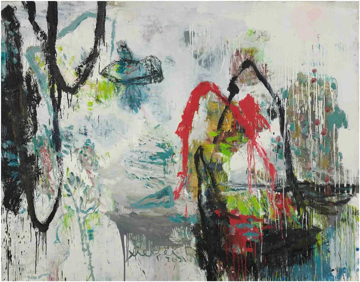 谢蓓，种植园计划-No.2，布面油画、综合材料，180 × 230 cm，2021 Xie Bei, Plantation Project-No.2, Oil and mixed media on canvas, 180 × 230 cm, 2021