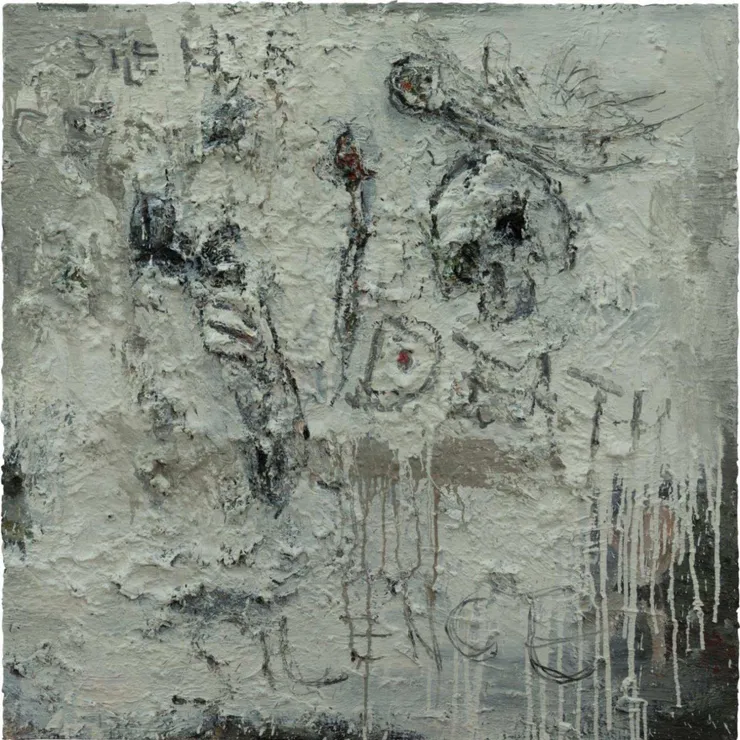 谢蓓，罪 - No.8，布面油画、综合材料，100 × 100 cm，2018 Xie Bei, Sin - No.8, Oil and mixed media on canvas, 100 × 100 cm, 2018