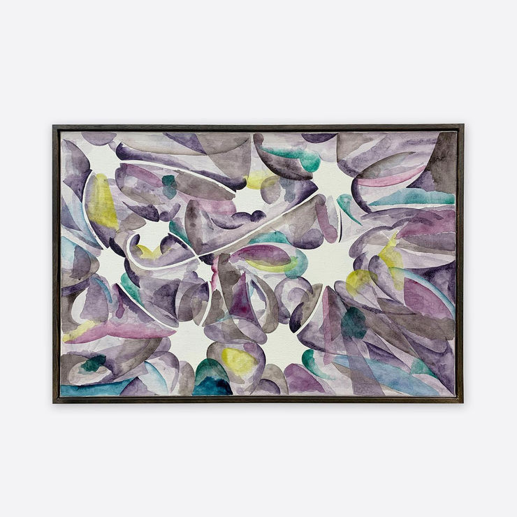 Mathias Malling Mortensen Trommehvirvel, 2019 Watercolor on canvas in costum elm frame 53x77,5 cm