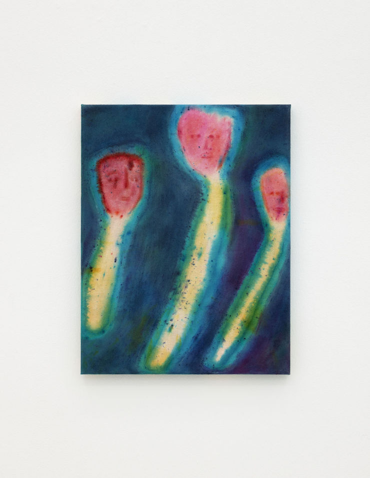 Loren Erdrich We Three, 2023 Water, raw pigment, dye, acrylic, colored pencil and water-soluble pastel on muslin 45 x 35 cm