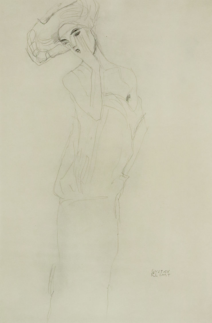 Gustav Klimt Standing Female Figure in Front View, 1964 Framed