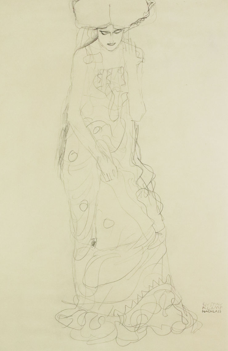 Gustav Klimt Standing Female Figure in Front View, 1964 Framed