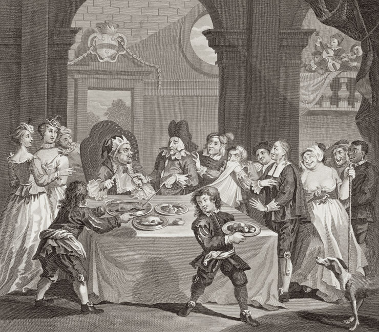 William Hogarth Sancho Panza (the Squire of Don Quixote), at a Banquet, Being Starved for Health Reasons by his Physician, 1725 - 34 c.
