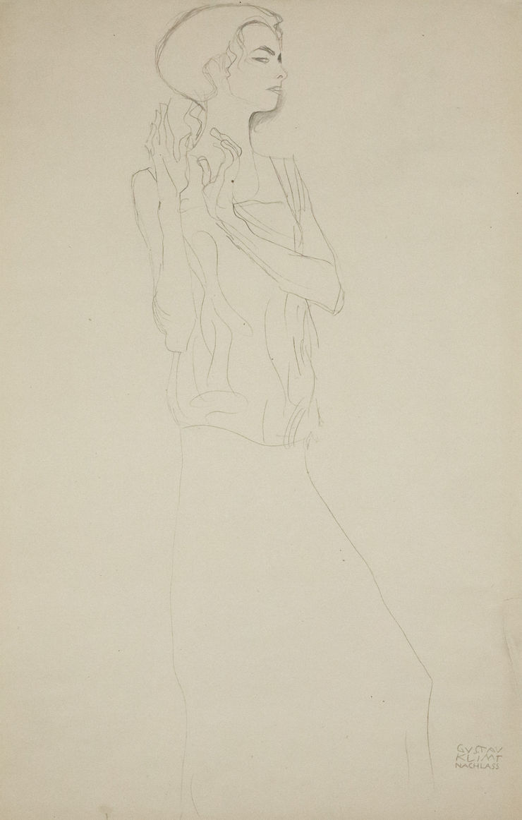 Gustav Klimt Sketch for a Frieze in the Palais Stocklettes, Brussels, 1919 Framed