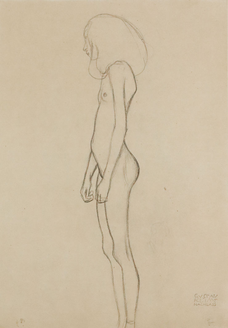 Gustav Klimt Standing Female Nude in Profile, Facing Left, 1964 Framed