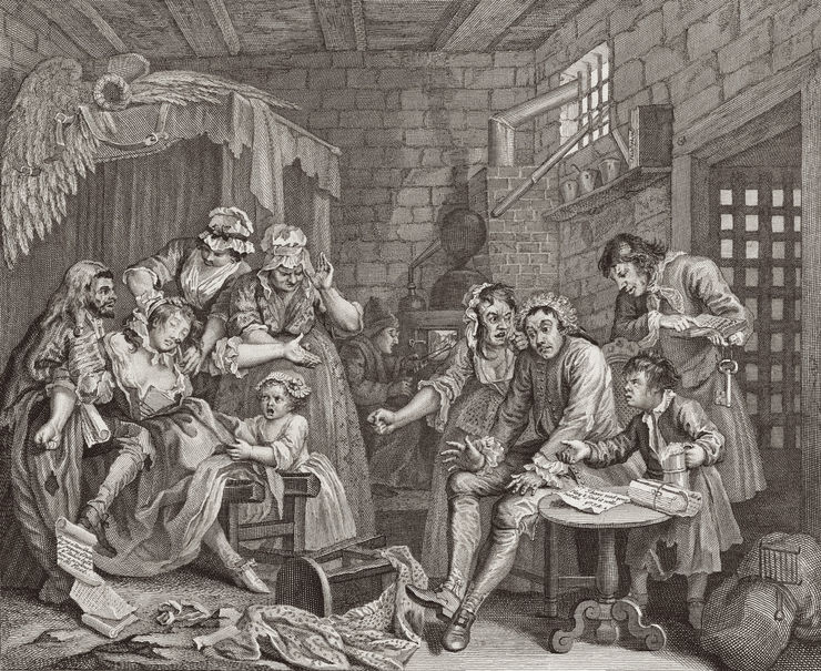 William Hogarth, A Rake's Progress, Plate 7, 1735