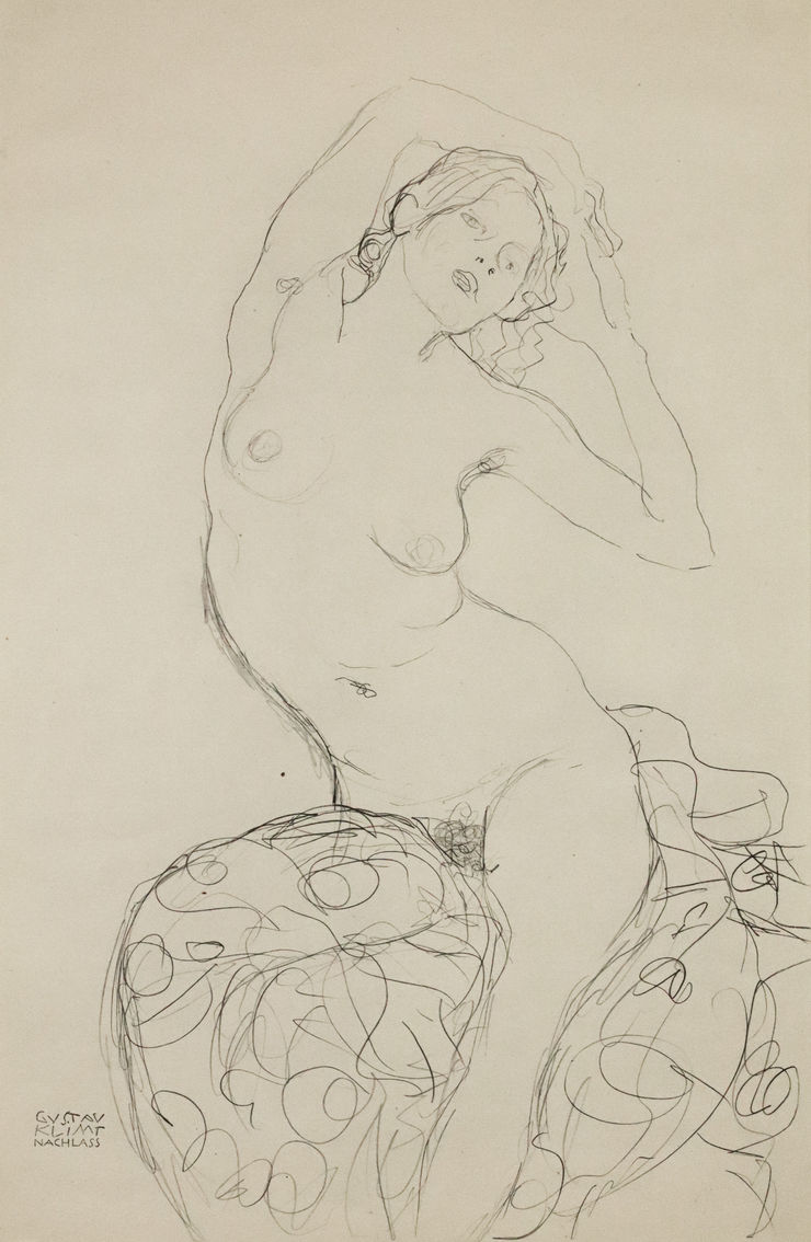 Gustav Klimt Female Nude, Seated, 1919 Framed
