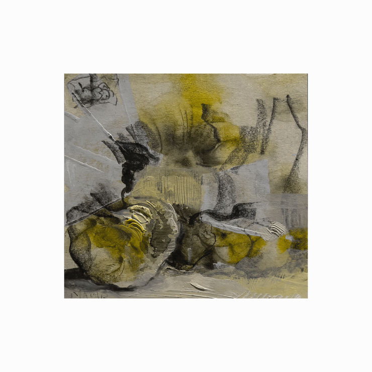 Mayar Obeido Apple (Series 2), 2021 Mixed media on paper 25 x 25 cm 9 3/4 x 9 3/4 in