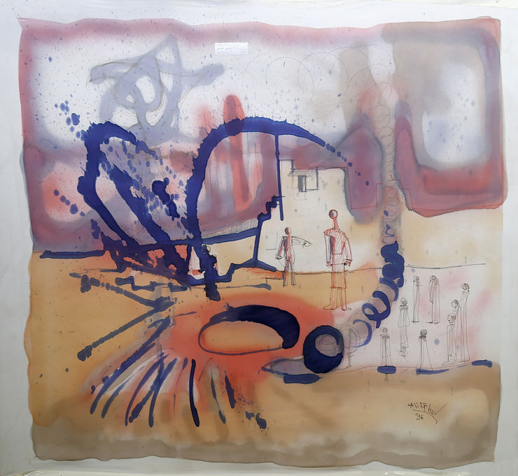 Ali Al Ghul Untitled, 1996 Ink on silk 105 x 115 cm 41 1/4 x 45 1/4 in