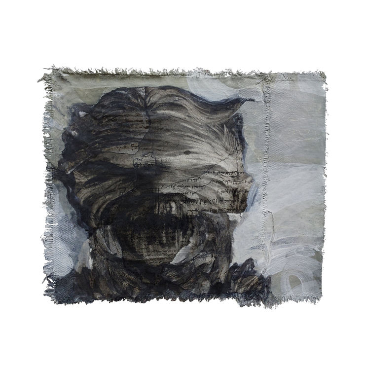 Mayar Obeido Head, 2023 Mixed media on canvas with 12 second projection animation 25 x 29 cm 9 3/4 x 11 1/2 in