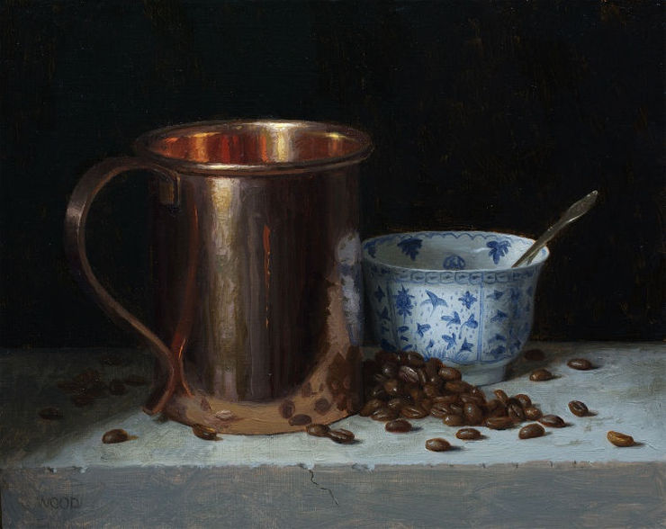 Justin Wood - Copper Mug - 2019 - olieverf op paneel - 20 x 25 cm