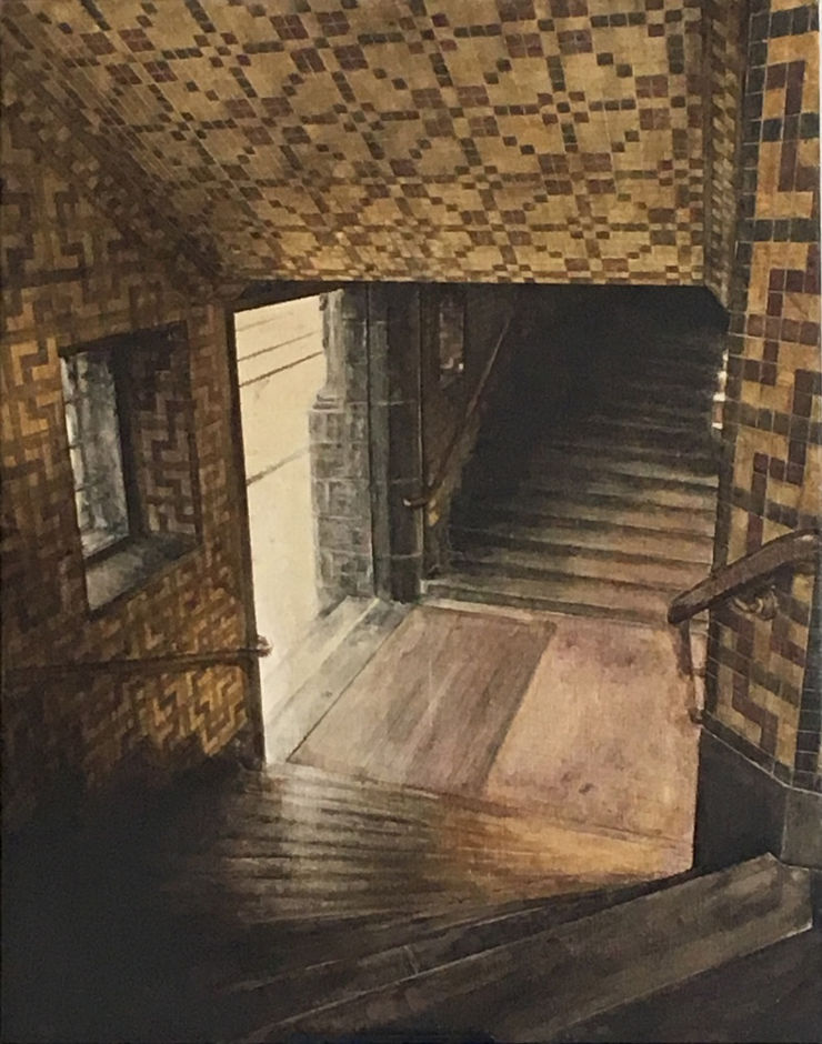 Mara van Laaren - Trappen Stadsarchief - 2018 - olieverf op doek - 89 x 70 cm
