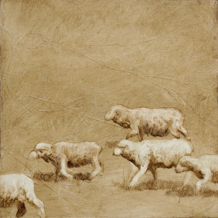 Nicolas Sanchez - Another flight (II) - 2017 - olieverf op paneel - 20 x 20 cm