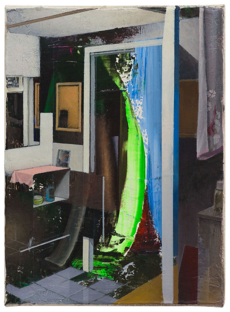 Carlos Sagrera - Painting the bathroom III - 2016 - acrylverf op doek - 24 x 18 cm