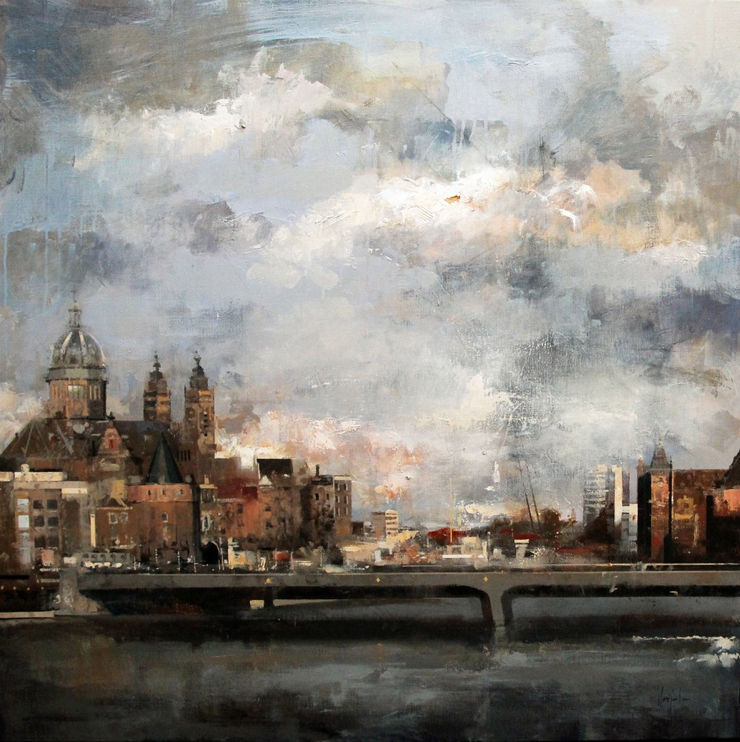 Ricardo Gal&aacute;n Urr&eacute;jola - Panoramic view - 2015 - Olieverf op doek - 100 x 100 cm