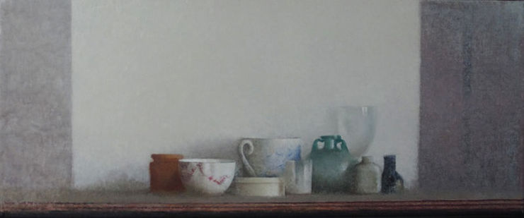 Pedro Escalona - Sobre la mesa IV - 2015 - olieverf op doek - 27 x 65 cm