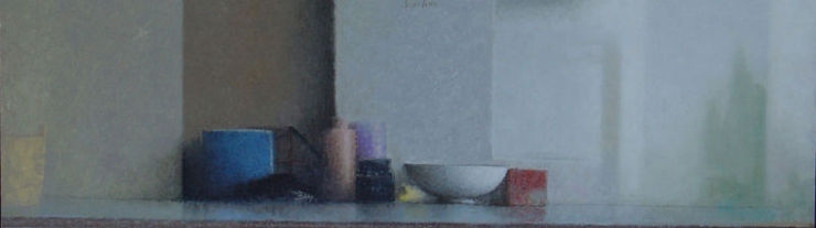 Pedro Escalona - Sobre la mesa VII - 2015 - olieverf op paneel - 16 x 50 cm