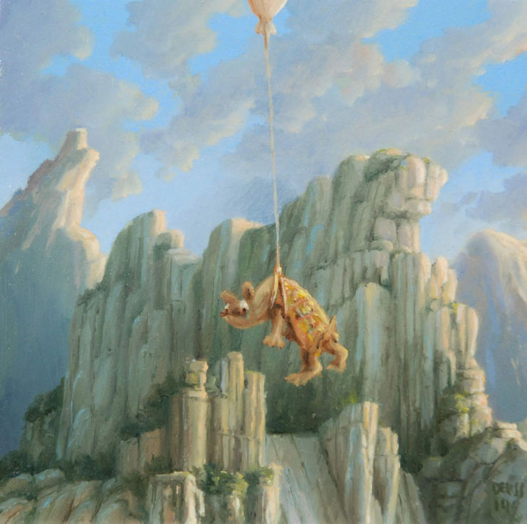 Hans Deuss - Vliegende hond - 2014 - olieverf op paneel - 9 x 9 cm