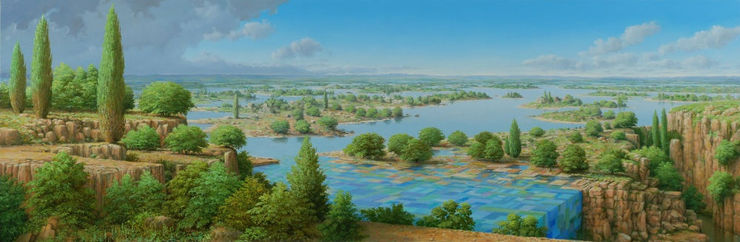 Hans Deuss - Waterval - 2014 - olieverf op paneel - 19 x 59 cm