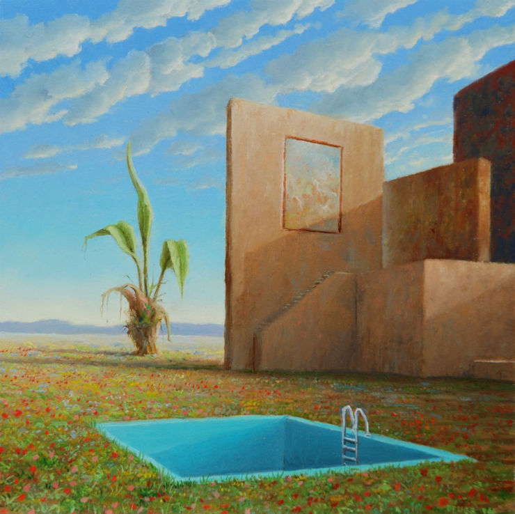 Hans Deuss - Zwembadje - 2014 - olieverf op paneel - 12 x 12 cm