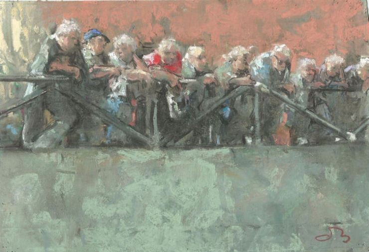 Onno Boerwinkel - Spettatore - 2014 - pastel en gemengde techniek - 23 x 31 cm