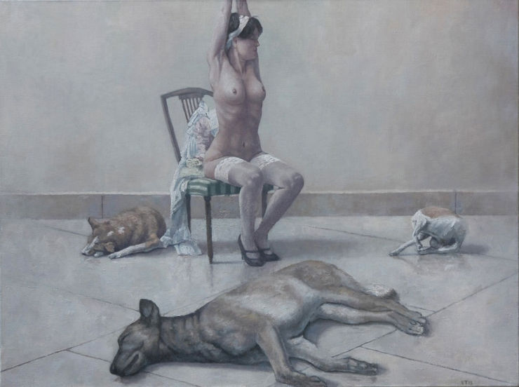 Drie honden - 2014 - olieverf op doek - 60 x 80 cm